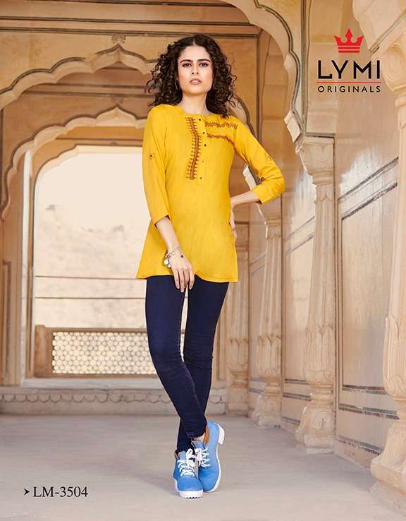 MENTOS BY LYMI ORIGINAL 3501 TO 3506 SERIES BEAUTIFUL COLORFUL STYLISH FANCY CASUAL WEAR & READY TO WEAR SLUB RAYON TOPS AT WHOLESALE PRICE