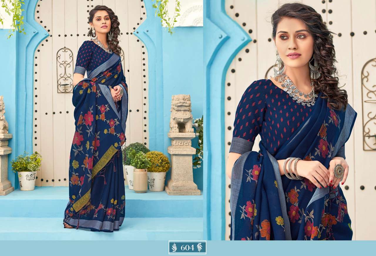 ANUPAMA BY STYLEWELL 601 TO 608 SERIES INDIAN TRADITIONAL WEAR COLLECTION BEAUTIFUL STYLISH FANCY COLORFUL PARTY WEAR & OCCASIONAL WEAR LINEN COTTON SAREES AT WHOLESALE PRICE