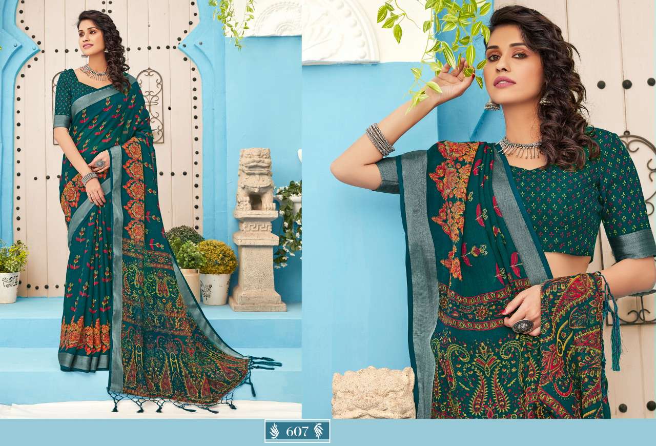 ANUPAMA BY STYLEWELL 601 TO 608 SERIES INDIAN TRADITIONAL WEAR COLLECTION BEAUTIFUL STYLISH FANCY COLORFUL PARTY WEAR & OCCASIONAL WEAR LINEN COTTON SAREES AT WHOLESALE PRICE