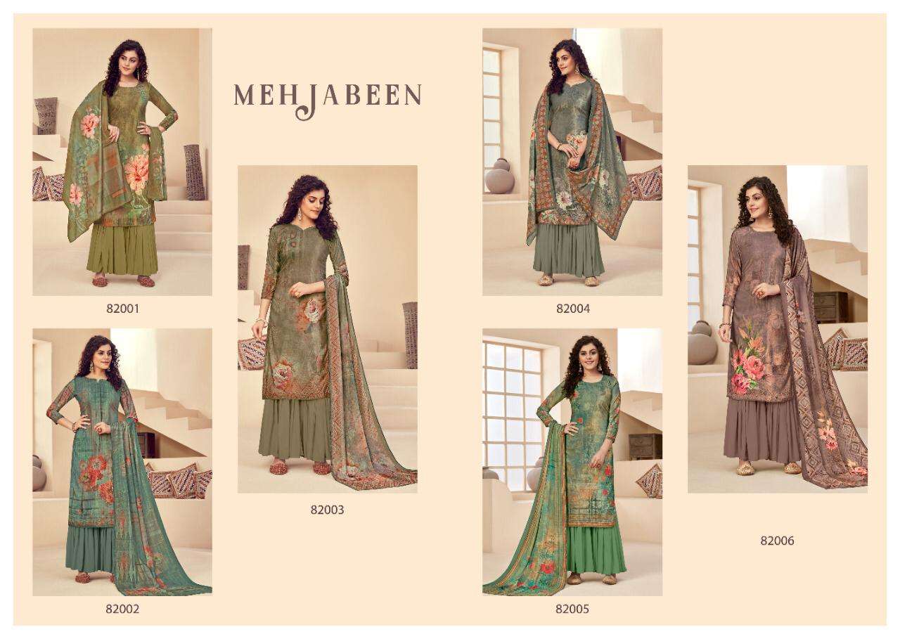 MEHJABEEN BY TUNIC HOUSE 82001 TO 82006 SERIES BEAUTIFUL SUITS STYLISH FANCY COLORFUL PARTY WEAR & OCCASIONAL WEAR VELVET 9000 DIGITAL PRINTED DRESSES AT WHOLESALE PRICE