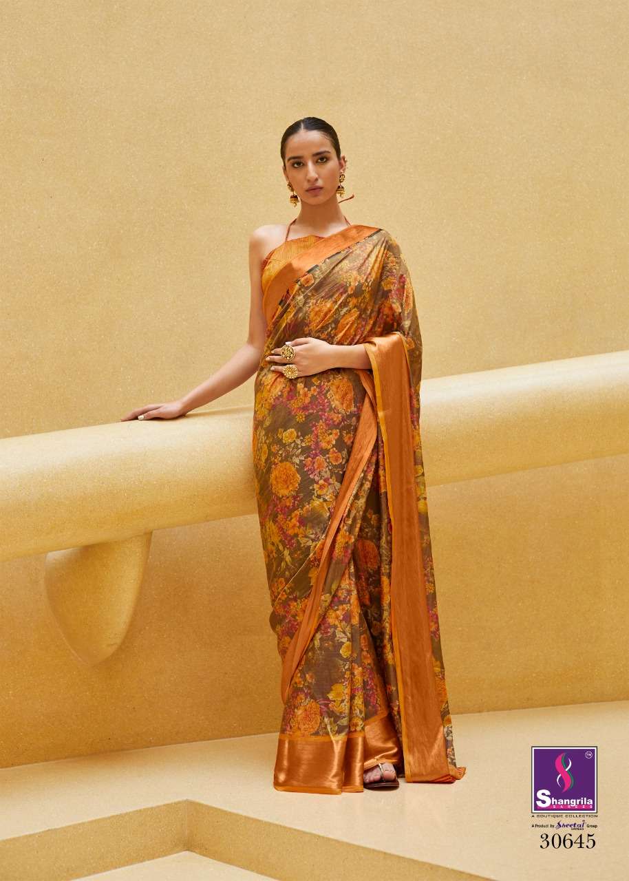SONAM SILK BY SHANGRILA 30641 TO 30652 SERIES COLORFUL BEAUTIFUL FANCY PARTY WEAR & TRADITIONAL WEAR SOFT SATIN SILK DIGITAL PRINTED SAREES AT WHOLESALE PRICE