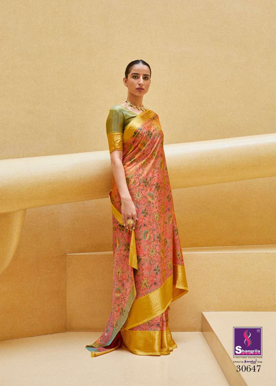 SONAM SILK BY SHANGRILA 30641 TO 30652 SERIES COLORFUL BEAUTIFUL FANCY PARTY WEAR & TRADITIONAL WEAR SOFT SATIN SILK DIGITAL PRINTED SAREES AT WHOLESALE PRICE