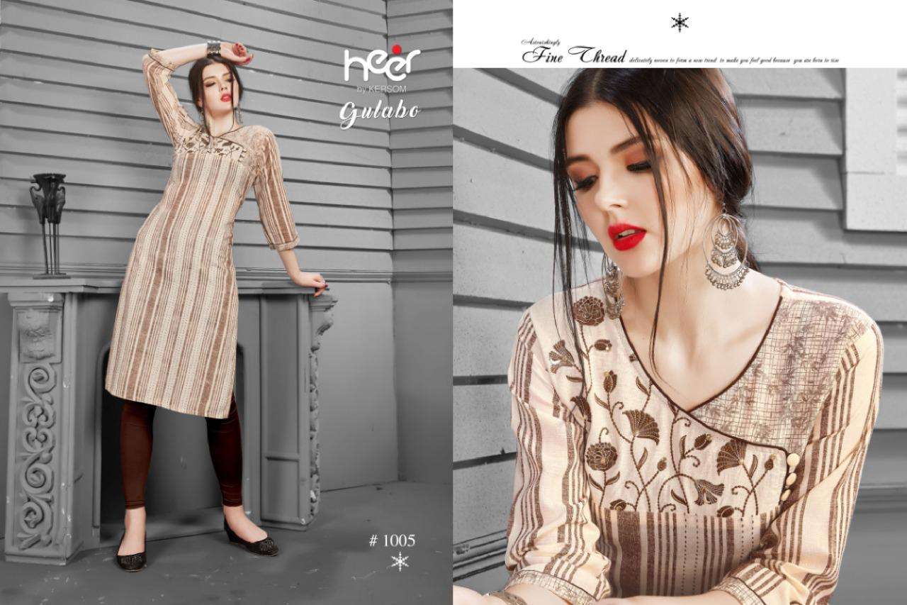 GULABO BY HEER 1001 TO 1008 SERIES BEAUTIFUL STYLISH FANCY COLORFUL CASUAL WEAR & ETHNIC WEAR & READY TO WEAR HEAVY COTTON PRINTED KURTIS AT WHOLESALE PRICE