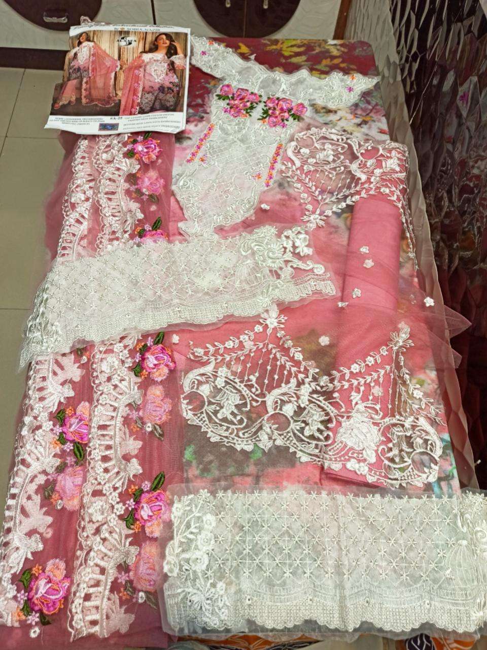 SOBIA NAZIR HIT DESIGN A-25 BY AL-SAFA PAKISTANI SUITS COLLECTION BEAUTIFUL STYLISH FANCY COLORFUL PARTY WEAR & OCCASIONAL WEAR LUXURY LAWN COTTON PRINT WITH EMBROIDERY DRESSES AT WHOLESALE PRICE
