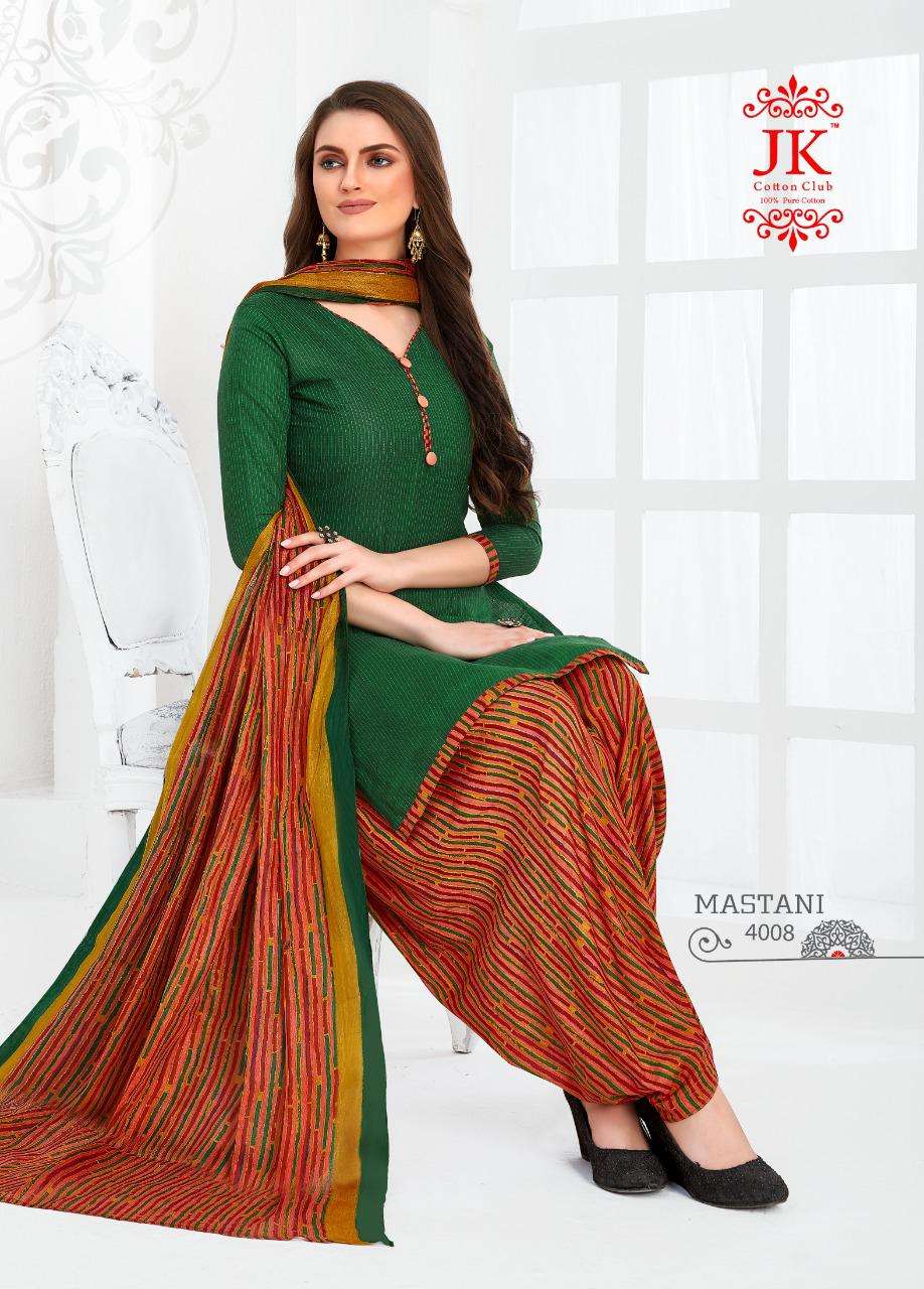 MASTANI VOL-4 BY JK COTTON CLUB 4001 TO 4010 SERIES DESIGNER SUITS STYLISH DESIGNER COLORFUL FANCY BEAUTIFUL PARTY WEAR & ETHNIC WEAR COTTON PRINTED DRESSES AT WHOLESALE PRICE