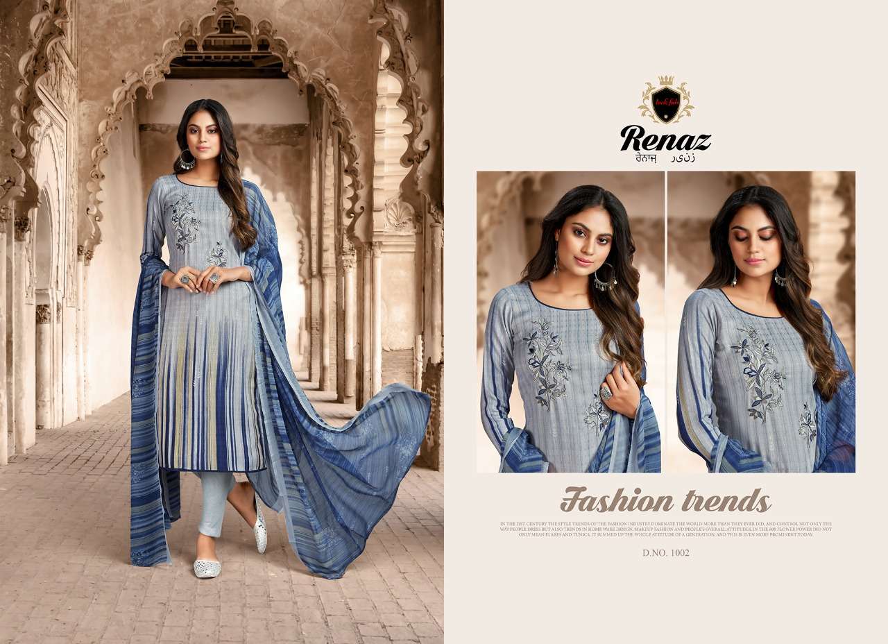 RENAZ BY LOOK FAB 1001 TO 1006 SERIES BEAUTIFUL WINTER COLLECTION SUITS STYLISH FANCY COLORFUL CASUAL WEAR & ETHNIC WEAR PASHMINA PRINTED DRESSES AT WHOLESALE PRICE