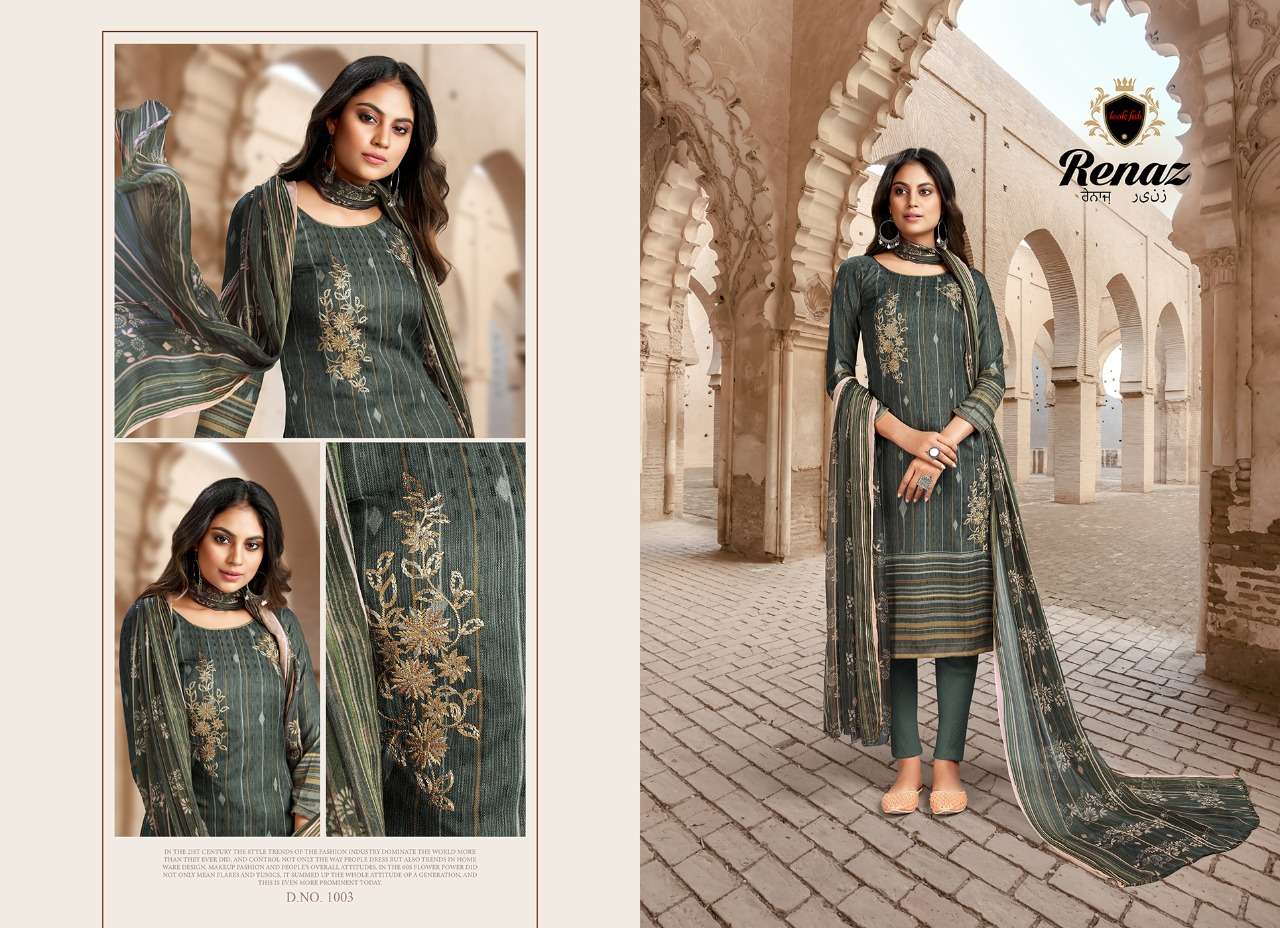 RENAZ BY LOOK FAB 1001 TO 1006 SERIES BEAUTIFUL WINTER COLLECTION SUITS STYLISH FANCY COLORFUL CASUAL WEAR & ETHNIC WEAR PASHMINA PRINTED DRESSES AT WHOLESALE PRICE