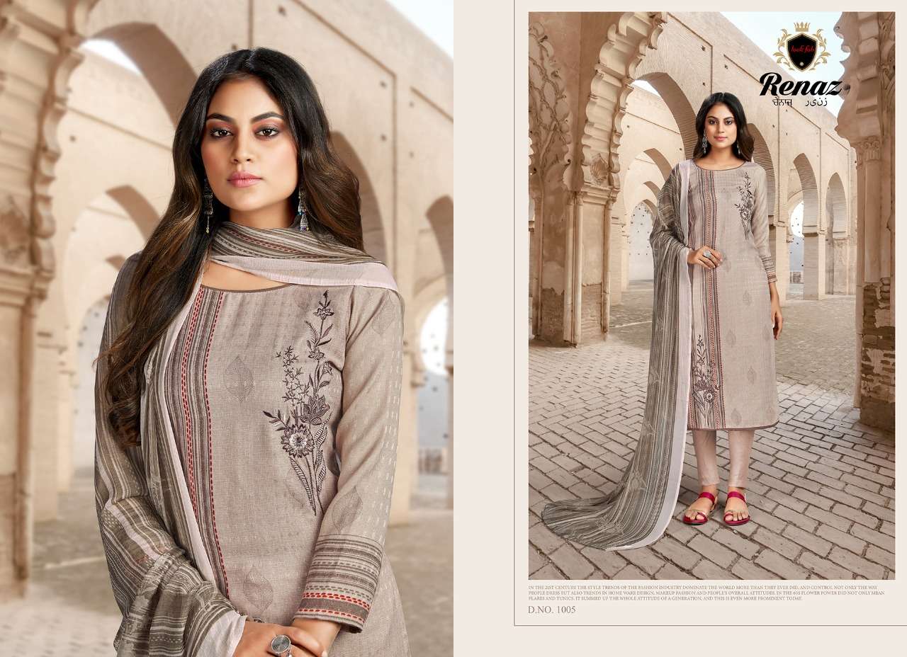 RENAZ BY LOOK FAB 1001 TO 1006 SERIES BEAUTIFUL WINTER COLLECTION SUITS STYLISH FANCY COLORFUL CASUAL WEAR & ETHNIC WEAR PASHMINA PRINTED DRESSES AT WHOLESALE PRICE