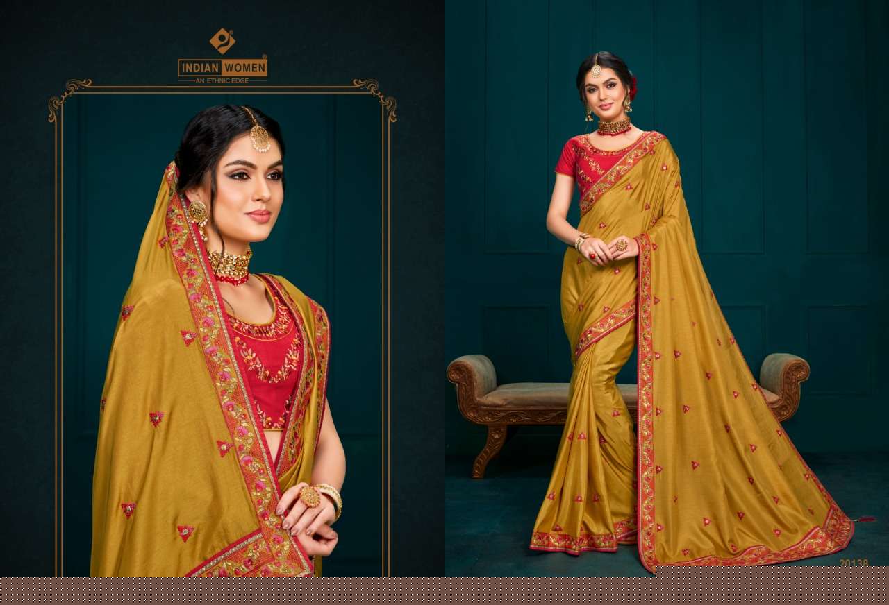 MANGO VOL-21 BY INDIAN WOMEN 20133 TO 20152 SERIES INDIAN TRADITIONAL WEAR COLLECTION BEAUTIFUL STYLISH FANCY COLORFUL PARTY WEAR & OCCASIONAL WEAR TWO TONE SILK EMBROIDERED SAREES AT WHOLESALE PRICE