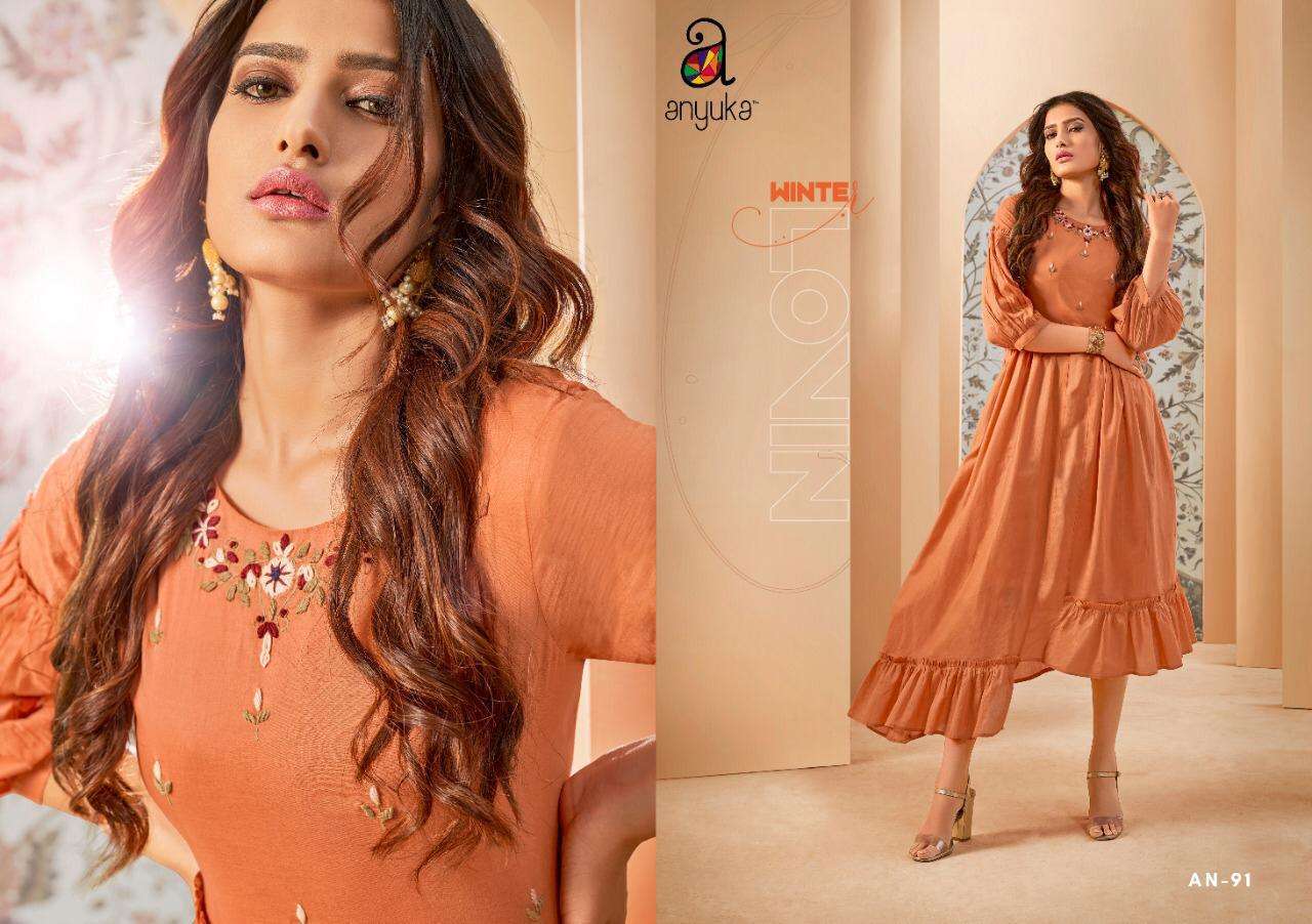 BLUSH BY ANYUKA 90 TO 94 SERIES BEAUTIFUL STYLISH FANCY COLORFUL CASUAL WEAR & ETHNIC WEAR & READY TO WEAR COTTON MAL MAL PRINTED GOWNS AT WHOLESALE PRICE