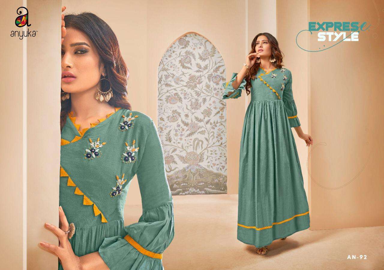 BLUSH BY ANYUKA 90 TO 94 SERIES BEAUTIFUL STYLISH FANCY COLORFUL CASUAL WEAR & ETHNIC WEAR & READY TO WEAR COTTON MAL MAL PRINTED GOWNS AT WHOLESALE PRICE