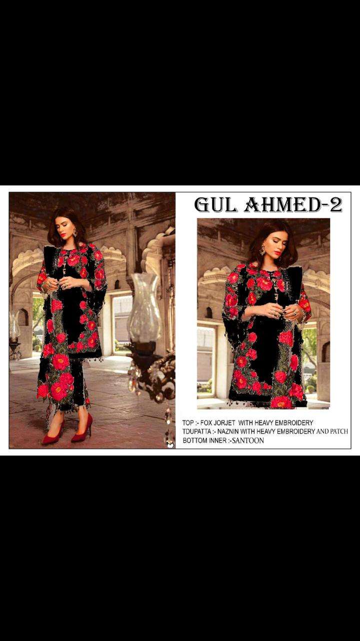 GUL AHMED VOL-2 BY GULL AAHMED 01 TO 02 SERIES BEAUTIFUL WINTER COLLECTION SUITS STYLISH FANCY COLORFUL CASUAL WEAR & ETHNIC WEAR GEORGETTE WITH EMBROIDERY DRESSES AT WHOLESALE PRICE