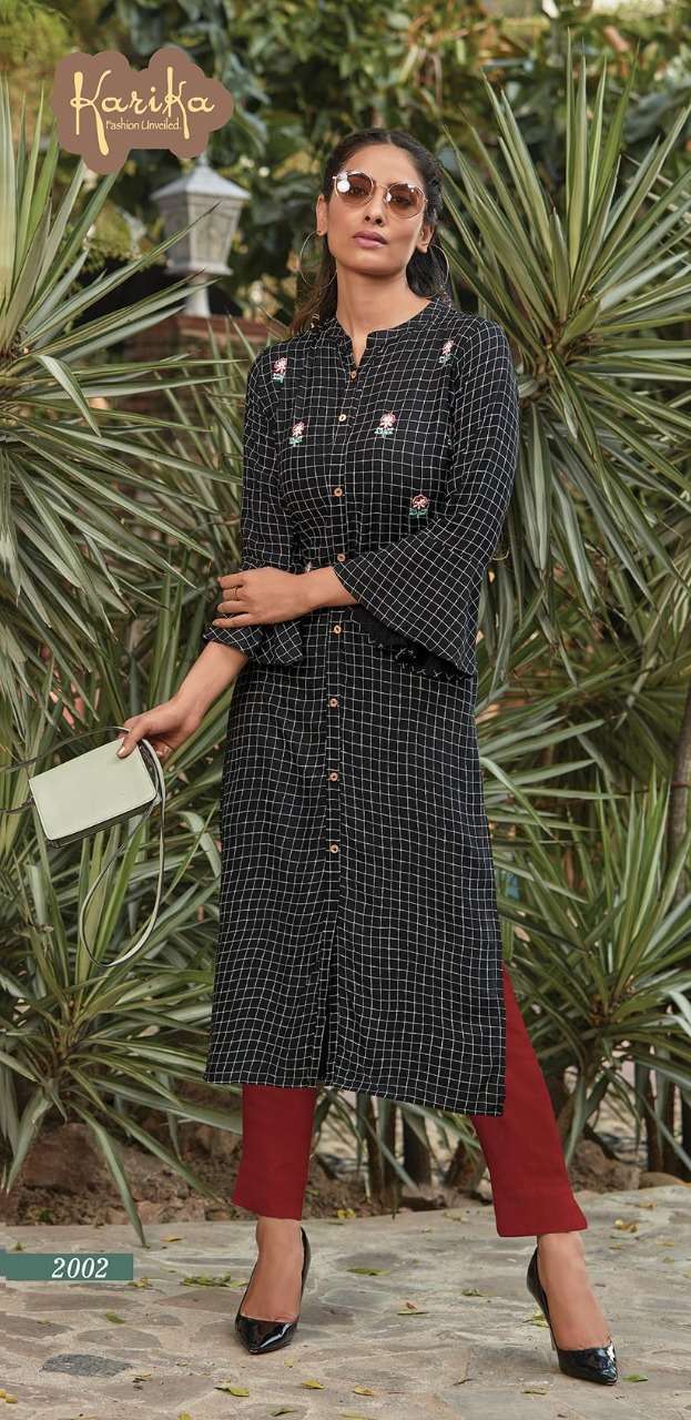 CHEX BY KARIKA 2001 TO 2006 SERIES STYLISH FANCY BEAUTIFUL COLORFUL CASUAL WEAR & ETHNIC WEAR VISCOSE RAYON PRINTED WITH EMBROIDERY KURTIS AT WHOLESALE PRICE