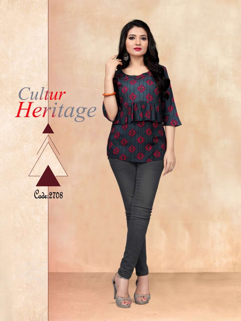 KITTY PARTY VOL-8 BY WATERMELON 2701 TO 2710 SERIES STYLISH FANCY BEAUTIFUL COLORFUL CASUAL WEAR & ETHNIC WEAR RAYON PRINTED 14 KG TOPS AT WHOLESALE PRICE