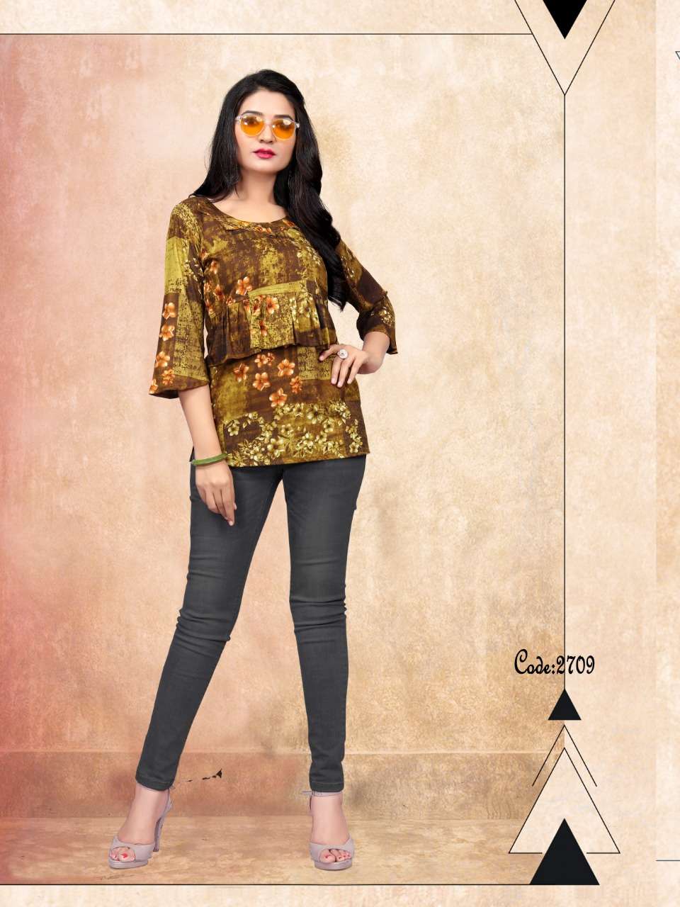 KITTY PARTY VOL-8 BY WATERMELON 2701 TO 2710 SERIES STYLISH FANCY BEAUTIFUL COLORFUL CASUAL WEAR & ETHNIC WEAR RAYON PRINTED 14 KG TOPS AT WHOLESALE PRICE