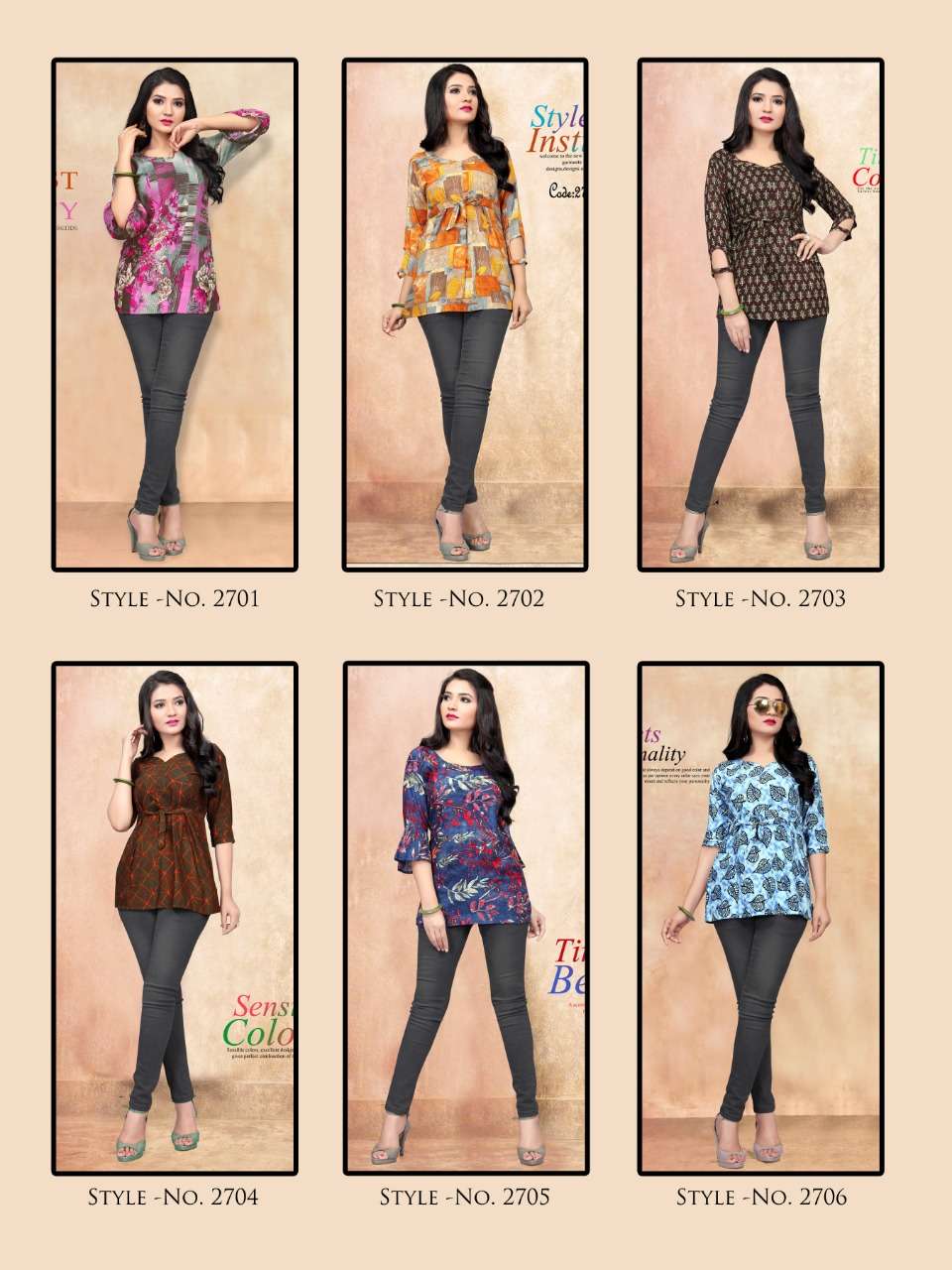 KITTY PARTY VOL-8 BY WATERMELON 2701 TO 2710 SERIES STYLISH FANCY BEAUTIFUL COLORFUL CASUAL WEAR & ETHNIC WEAR RAYON PRINTED 14 KG TOPS AT WHOLESALE PRICE