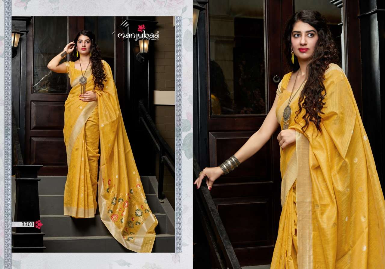 MANJARI SILK BY MANJUBAA CLOTHING 3301 TO 3305 SERIES INDIAN TRADITIONAL WEAR COLLECTION BEAUTIFUL STYLISH FANCY COLORFUL PARTY WEAR & OCCASIONAL WEAR SILK SAREES AT WHOLESALE PRICE