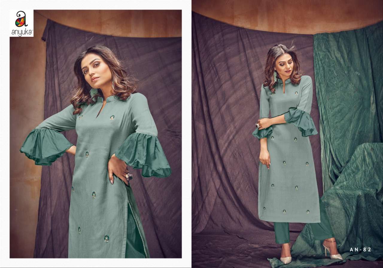 PANCHANG BY ANYUKA 82 TO 89 SERIES BEAUTIFUL COLORFUL STYLISH FANCY CASUAL WEAR & READY TO WEAR LINEN FLEX MAL COTTON KURTIS AT WHOLESALE PRICE
