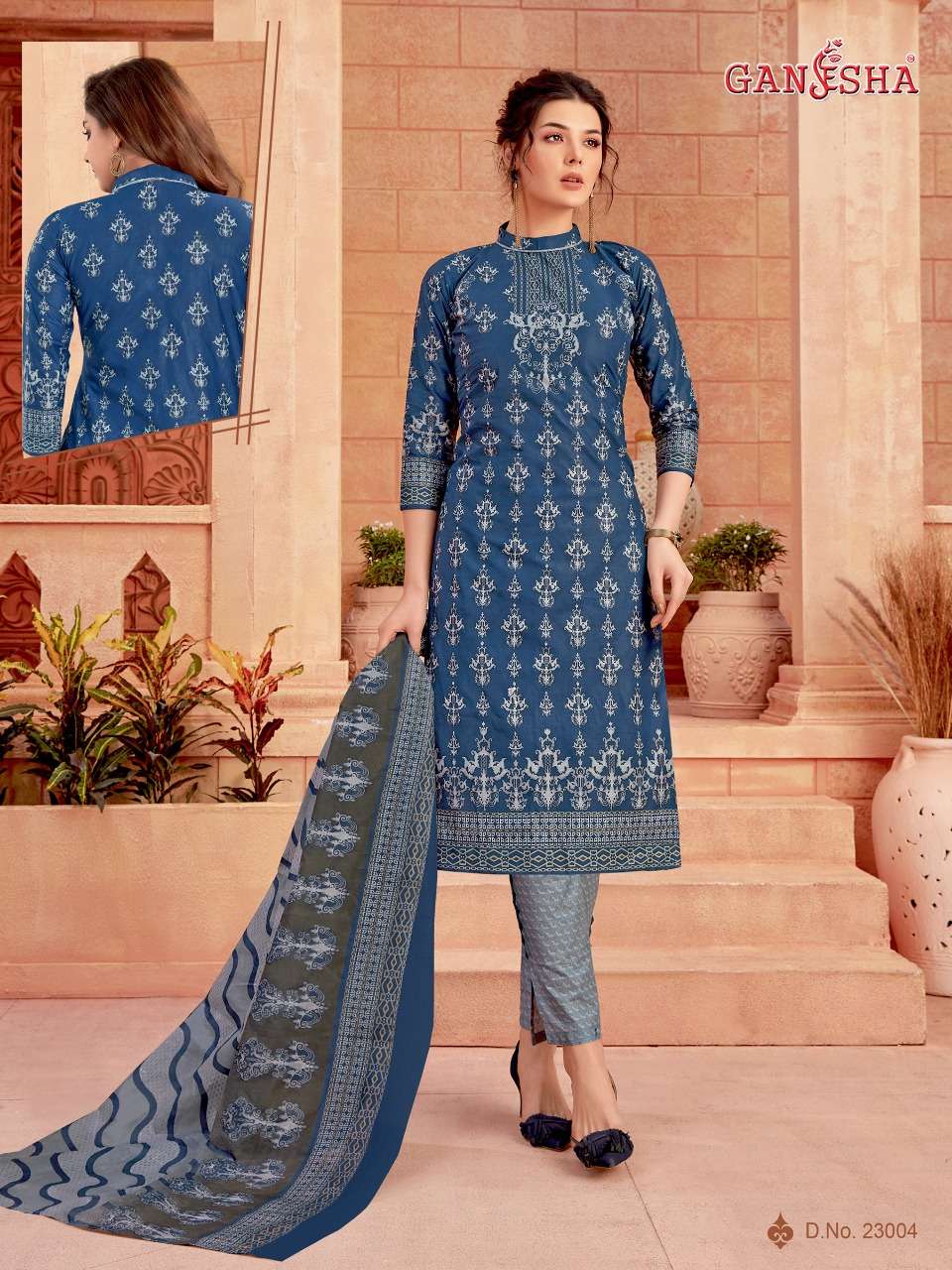 GANESHA VOL-23 BY GANESHA 23004 TO 23015 SERIES BEAUTIFUL SUITS COLORFUL STYLISH FANCY CASUAL WEAR & ETHNIC WEAR PURE COTTON PRINTED DRESSES AT WHOLESALE PRICE