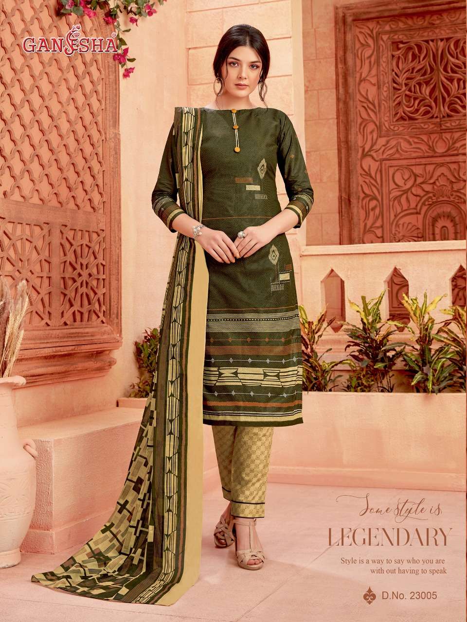 GANESHA VOL-23 BY GANESHA 23004 TO 23015 SERIES BEAUTIFUL SUITS COLORFUL STYLISH FANCY CASUAL WEAR & ETHNIC WEAR PURE COTTON PRINTED DRESSES AT WHOLESALE PRICE