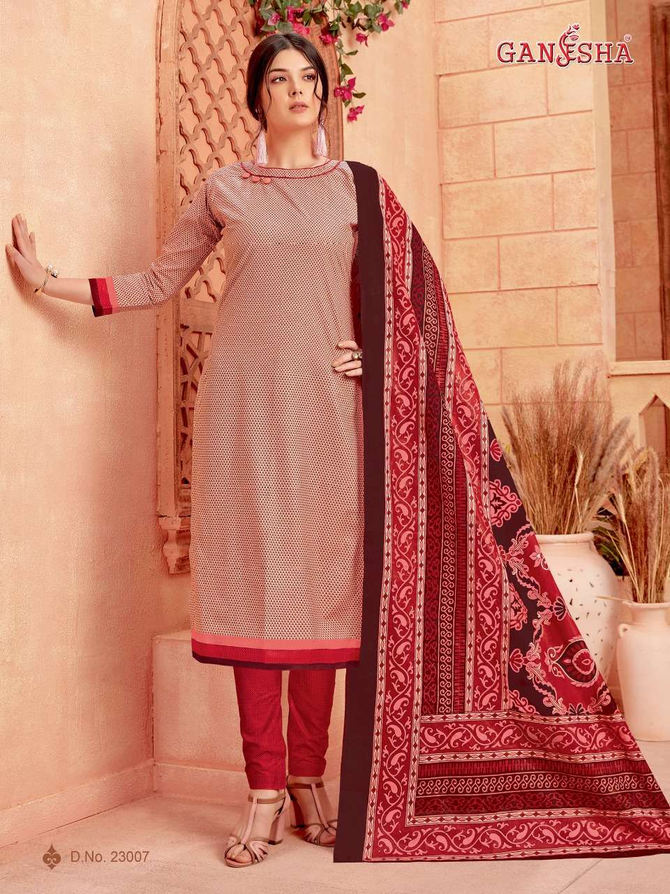 GANESHA VOL-23 BY GANESHA 23004 TO 23015 SERIES BEAUTIFUL SUITS COLORFUL STYLISH FANCY CASUAL WEAR & ETHNIC WEAR PURE COTTON PRINTED DRESSES AT WHOLESALE PRICE