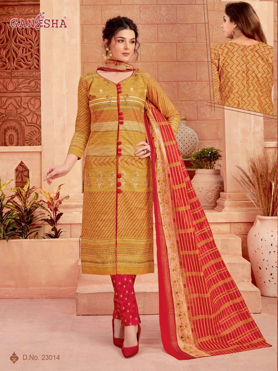 GANESHA VOL-23 BY GANESHA 23004 TO 23015 SERIES BEAUTIFUL SUITS COLORFUL STYLISH FANCY CASUAL WEAR & ETHNIC WEAR PURE COTTON PRINTED DRESSES AT WHOLESALE PRICE