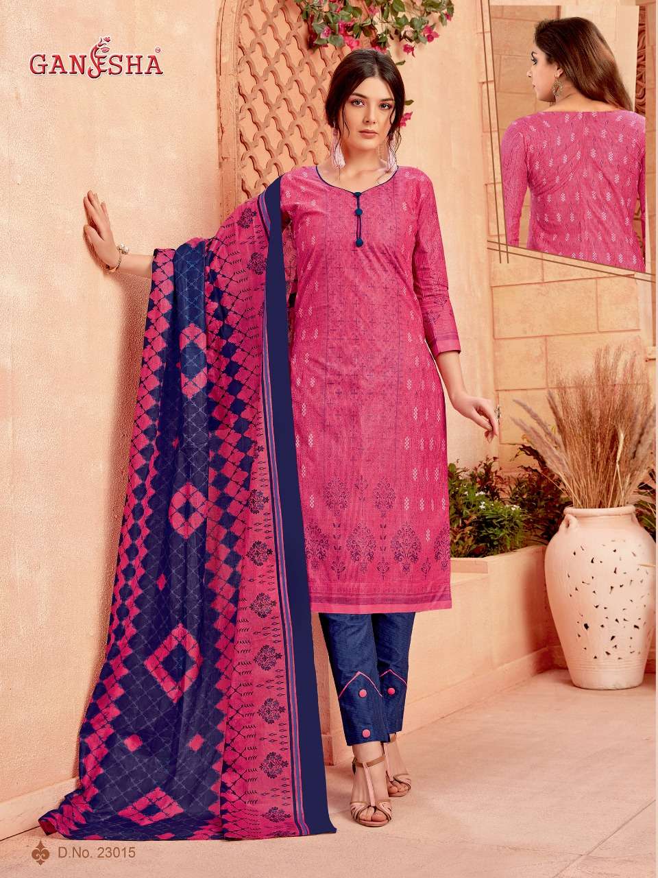GANESHA VOL-23 BY GANESHA 23004 TO 23015 SERIES BEAUTIFUL SUITS COLORFUL STYLISH FANCY CASUAL WEAR & ETHNIC WEAR PURE COTTON PRINTED DRESSES AT WHOLESALE PRICE