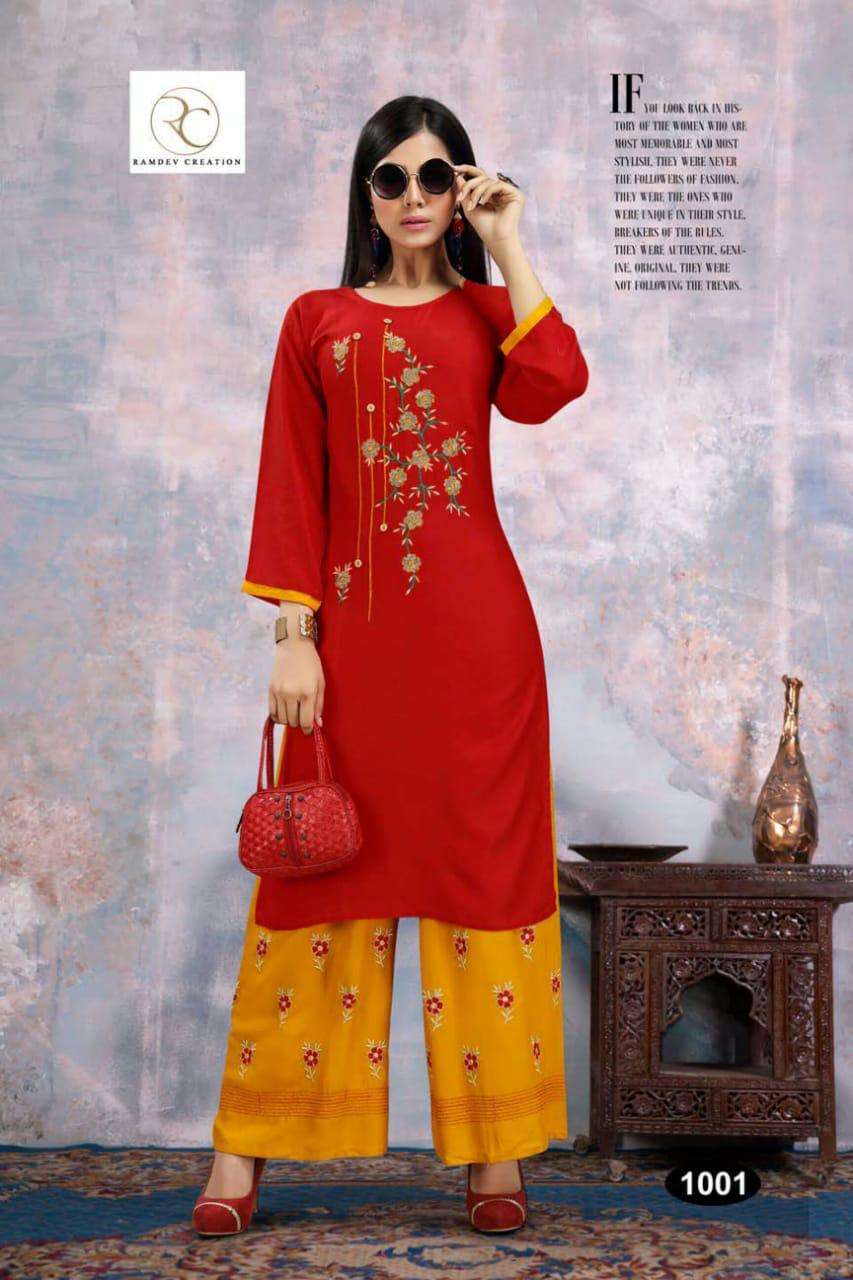MAITRI BY RC 1001 TO 1008 SERIES BEAUTIFUL COLORFUL STYLISH FANCY CASUAL WEAR & READY TO WEAR HEAVY RAYON EMBROIDERY KURTIS AT WHOLESALE PRICE
