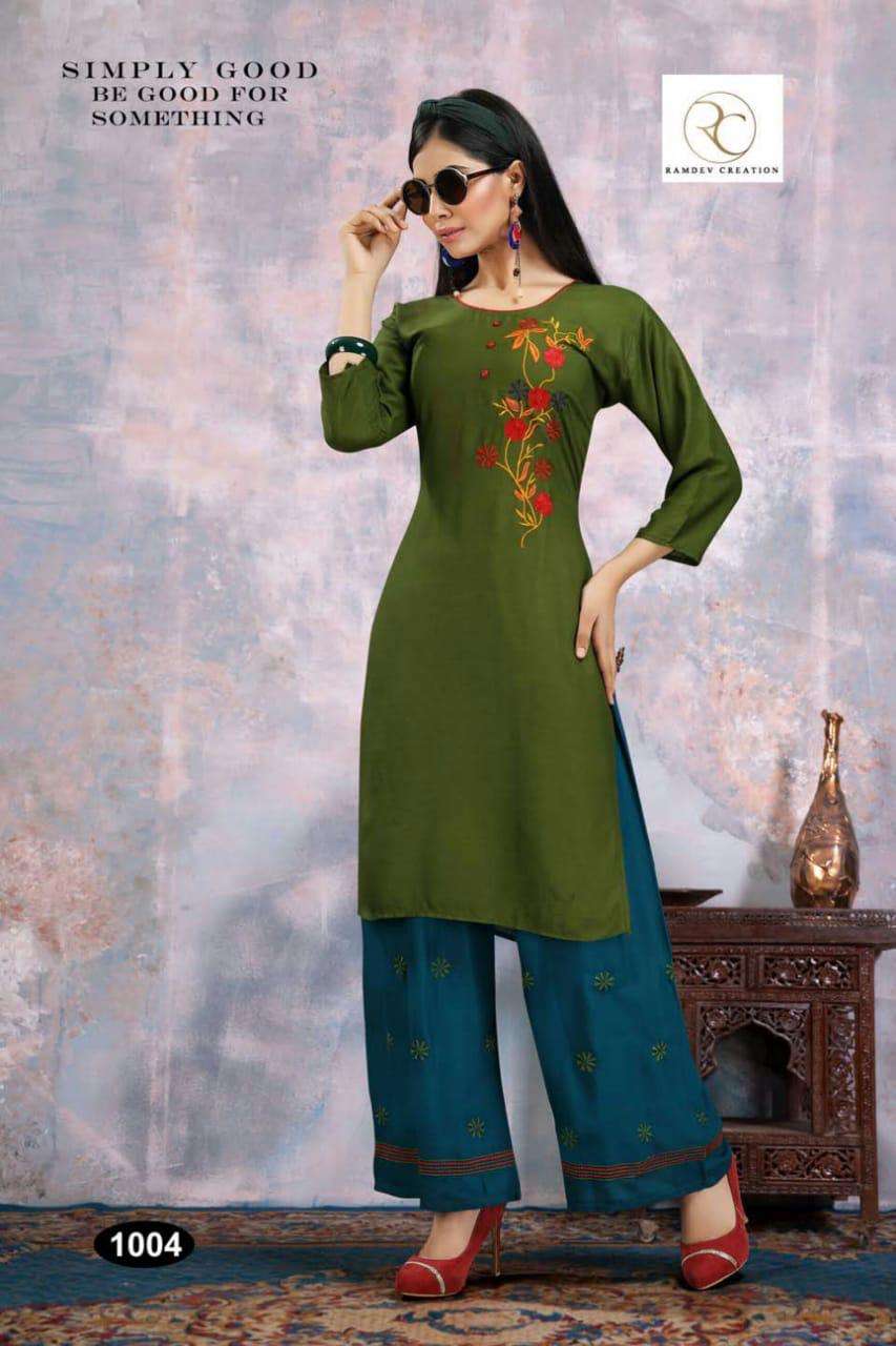 MAITRI BY RC 1001 TO 1008 SERIES BEAUTIFUL COLORFUL STYLISH FANCY CASUAL WEAR & READY TO WEAR HEAVY RAYON EMBROIDERY KURTIS AT WHOLESALE PRICE