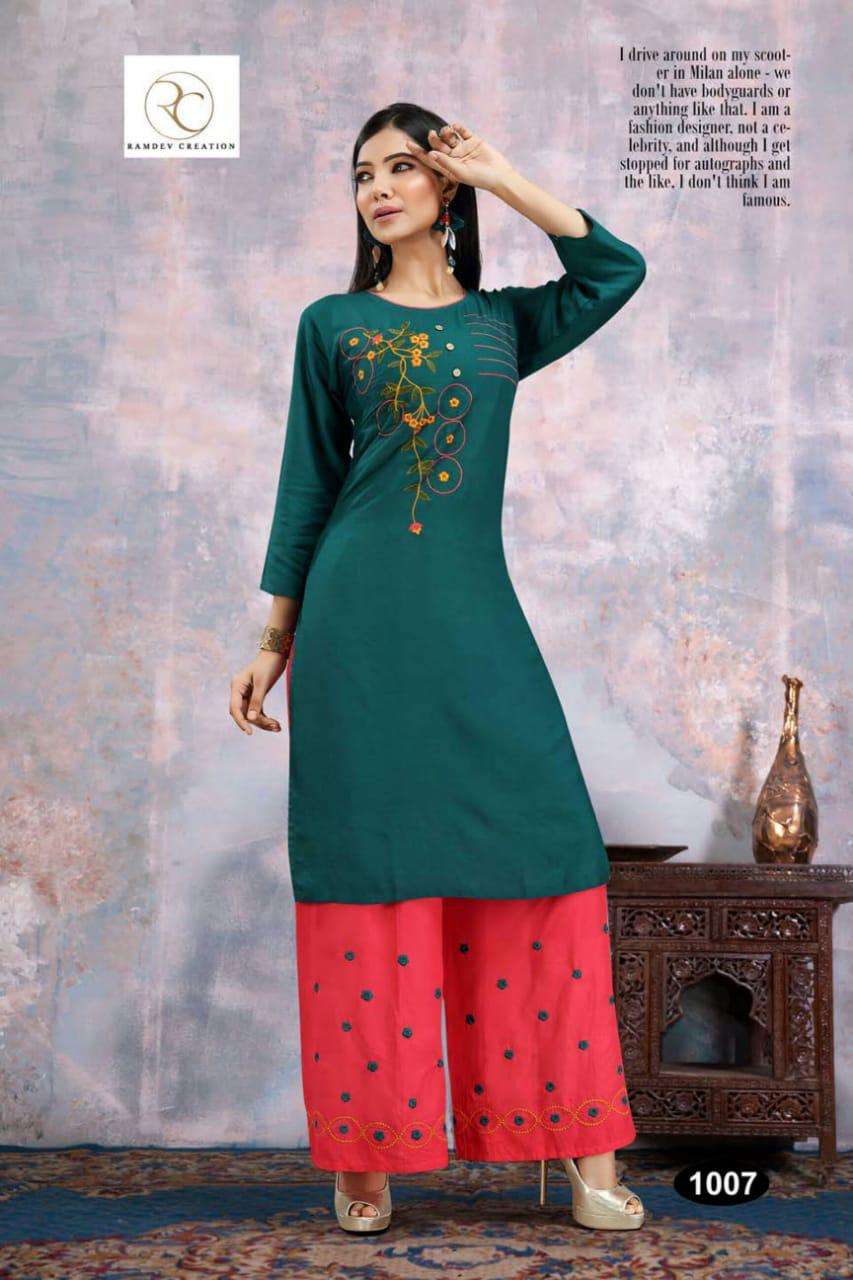 MAITRI BY RC 1001 TO 1008 SERIES BEAUTIFUL COLORFUL STYLISH FANCY CASUAL WEAR & READY TO WEAR HEAVY RAYON EMBROIDERY KURTIS AT WHOLESALE PRICE