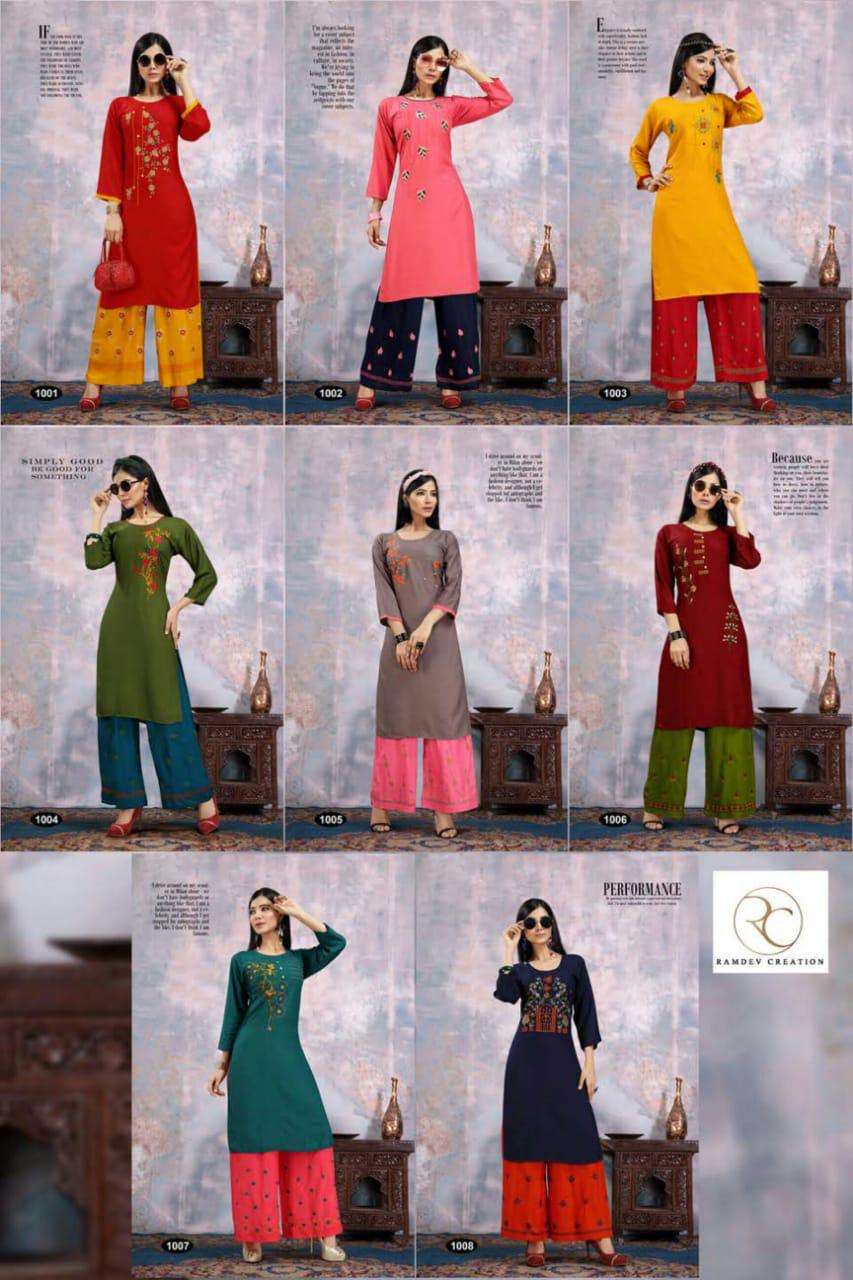 MAITRI BY RC 1001 TO 1008 SERIES BEAUTIFUL COLORFUL STYLISH FANCY CASUAL WEAR & READY TO WEAR HEAVY RAYON EMBROIDERY KURTIS AT WHOLESALE PRICE