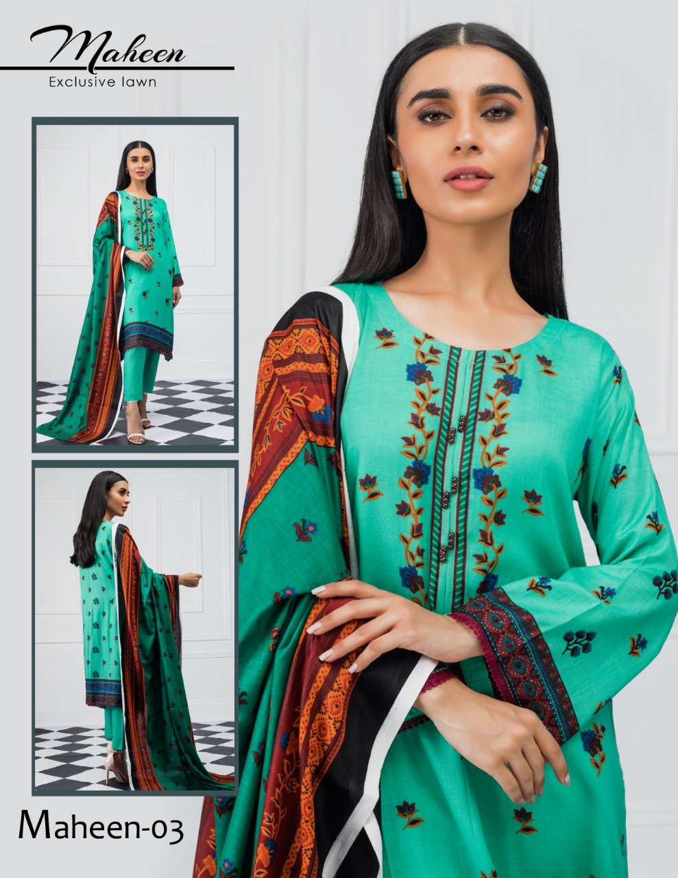 MAHEEN BY SEASKY INTERNATIONAL 01 TO 10 SERIES BEAUTIFUL SUITS COLORFUL STYLISH FANCY CASUAL WEAR & ETHNIC WEAR LAWN COTTON PRINTED DRESSES AT WHOLESALE PRICE