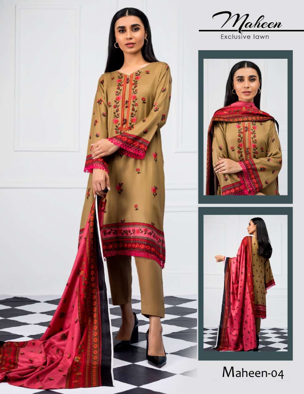 MAHEEN BY SEASKY INTERNATIONAL 01 TO 10 SERIES BEAUTIFUL SUITS COLORFUL STYLISH FANCY CASUAL WEAR & ETHNIC WEAR LAWN COTTON PRINTED DRESSES AT WHOLESALE PRICE