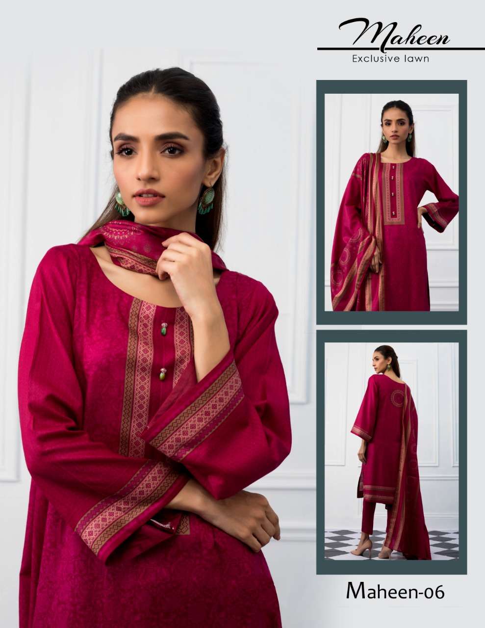 MAHEEN BY SEASKY INTERNATIONAL 01 TO 10 SERIES BEAUTIFUL SUITS COLORFUL STYLISH FANCY CASUAL WEAR & ETHNIC WEAR LAWN COTTON PRINTED DRESSES AT WHOLESALE PRICE