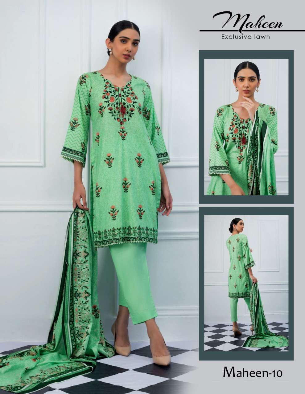 MAHEEN BY SEASKY INTERNATIONAL 01 TO 10 SERIES BEAUTIFUL SUITS COLORFUL STYLISH FANCY CASUAL WEAR & ETHNIC WEAR LAWN COTTON PRINTED DRESSES AT WHOLESALE PRICE
