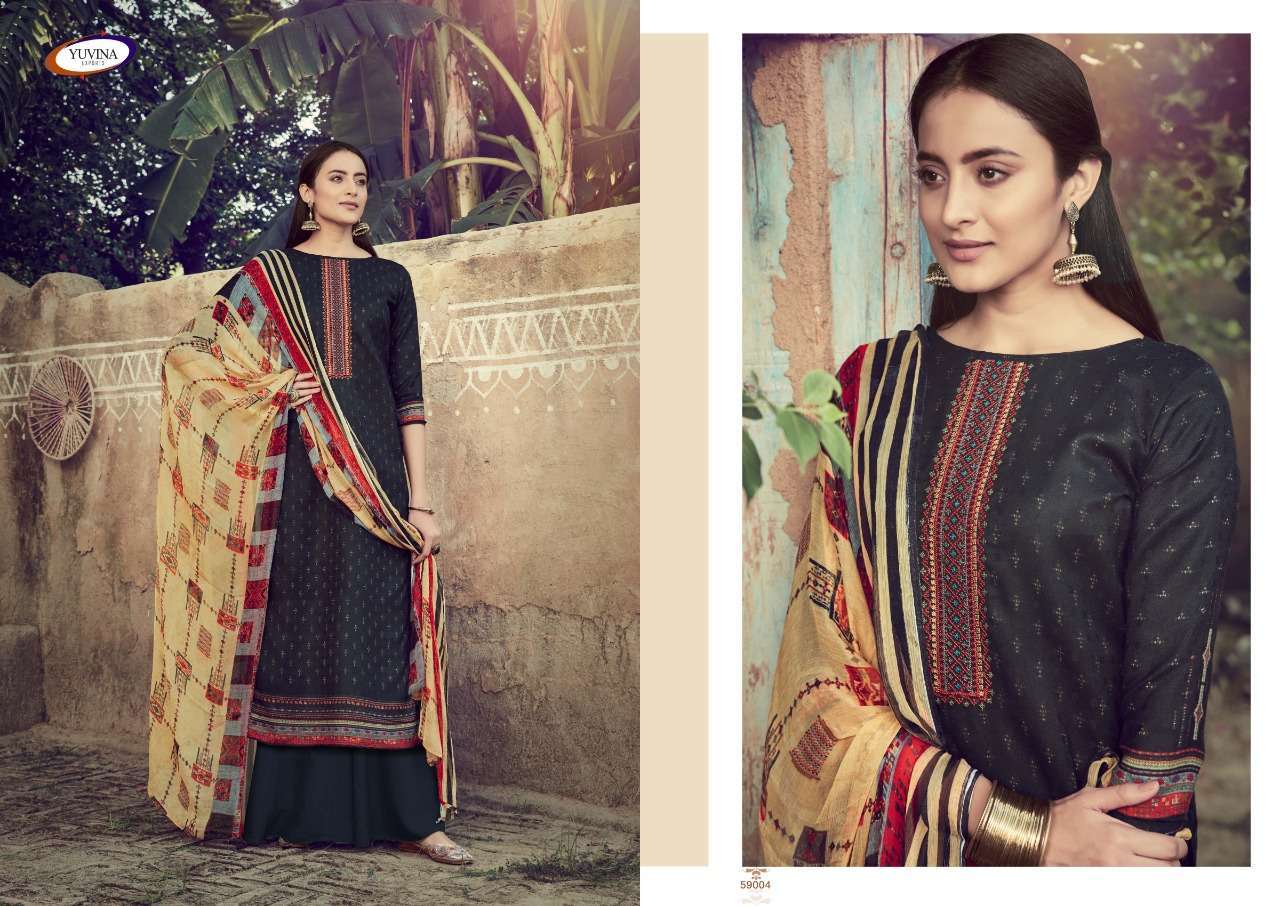WINTER SONET BY YUVINA EXPORT 59001 TO 59008 SERIES BEAUTIFUL STYLISH SHARARA SUITS FANCY COLORFUL CASUAL WEAR & ETHNIC WEAR & READY TO WEAR PURE PASHMINA DOBBY EMBROIDERY WITH EMBROIDERY DRESSES AT WHOLESALE PRICE