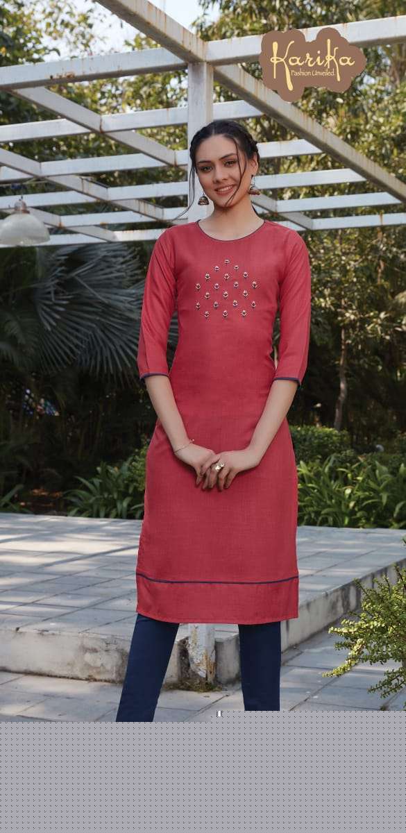 SCARLET BY KARIKA 901 TO 906 SERIES STYLISH FANCY BEAUTIFUL COLORFUL CASUAL WEAR & ETHNIC WEAR PURE RUBBY COTTON KURTIS AT WHOLESALE PRICE
