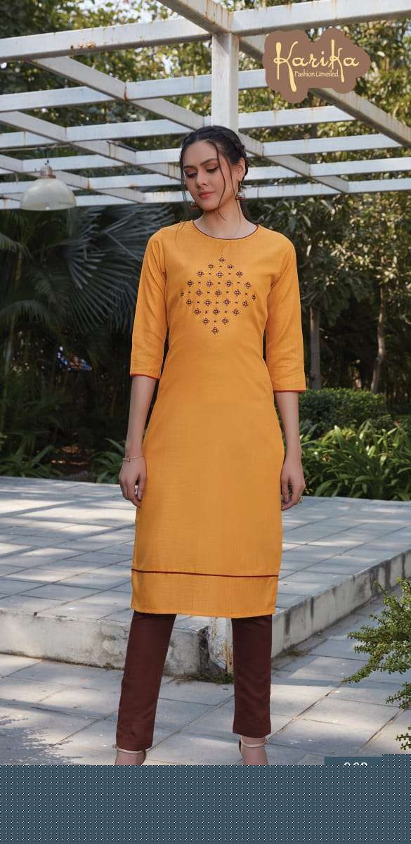 SCARLET BY KARIKA 901 TO 906 SERIES STYLISH FANCY BEAUTIFUL COLORFUL CASUAL WEAR & ETHNIC WEAR PURE RUBBY COTTON KURTIS AT WHOLESALE PRICE