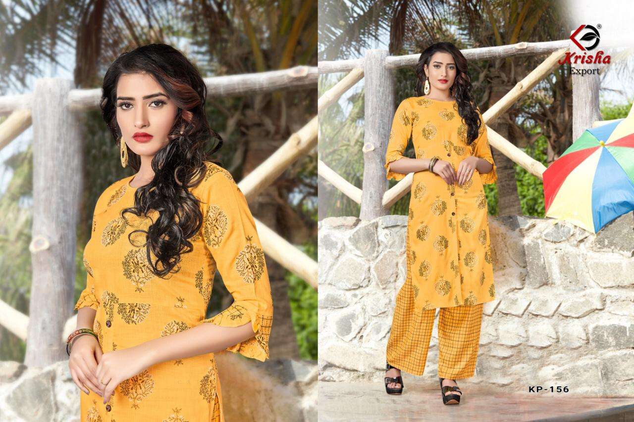 JAIMINI BY KRISHA EXPORTS 153 TO 158 SERIES STYLISH FANCY BEAUTIFUL COLORFUL CASUAL WEAR & ETHNIC WEAR HEAVY RAYON AND RAYON SLUB KURTIS WITH BOTTOM AT WHOLESALE PRICE