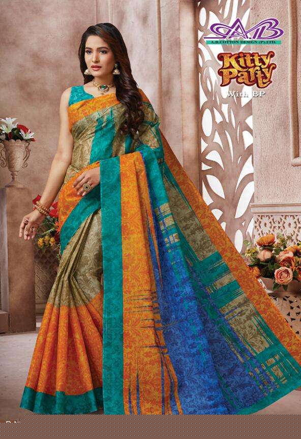 KITTY PARTY BY A.B FASHION 900 TO 917 SERIES INDIAN TRADITIONAL WEAR COLLECTION BEAUTIFUL STYLISH FANCY COLORFUL PARTY WEAR & OCCASIONAL WEAR MUL MUL COTTON PRINTED SAREES AT WHOLESALE PRICE