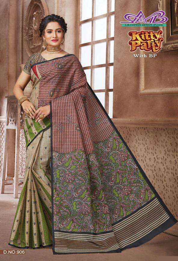 KITTY PARTY BY A.B FASHION 900 TO 917 SERIES INDIAN TRADITIONAL WEAR COLLECTION BEAUTIFUL STYLISH FANCY COLORFUL PARTY WEAR & OCCASIONAL WEAR MUL MUL COTTON PRINTED SAREES AT WHOLESALE PRICE