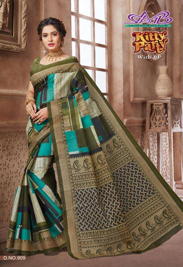 KITTY PARTY BY A.B FASHION 900 TO 917 SERIES INDIAN TRADITIONAL WEAR COLLECTION BEAUTIFUL STYLISH FANCY COLORFUL PARTY WEAR & OCCASIONAL WEAR MUL MUL COTTON PRINTED SAREES AT WHOLESALE PRICE