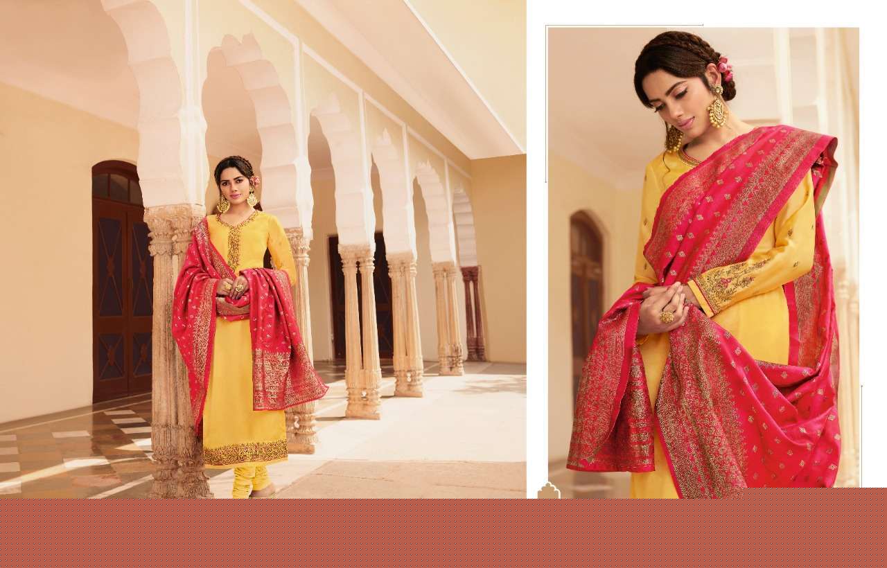 ZISA BANARAS VOL-8 BY MEERA TRENDZ 11721 TO 11725 SERIES BEAUTIFUL STYLISH DESIGNER PRINTED AND EMBROIDERED PARTY WEAR OCCASIONAL WEAR SATIN GEORGETTE DRESSES AT WHOLESALE PRICE