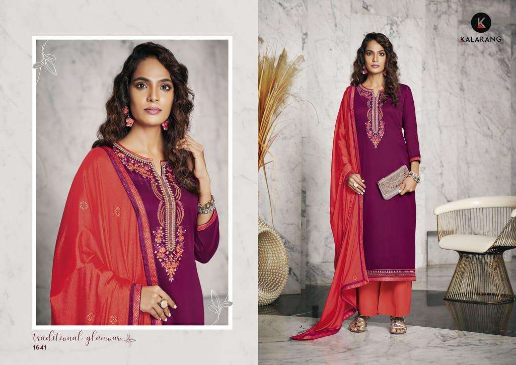 JESSICA VOL-2 BY KALARANG 1641 TO 1644 SERIES DESIGNER SUITS COLLECTION BEAUTIFUL STYLISH FANCY COLORFUL PARTY WEAR & OCCASIONAL WEAR JAM SILK COTTON WITH EMBROIDERY DRESSES AT WHOLESALE PRICE