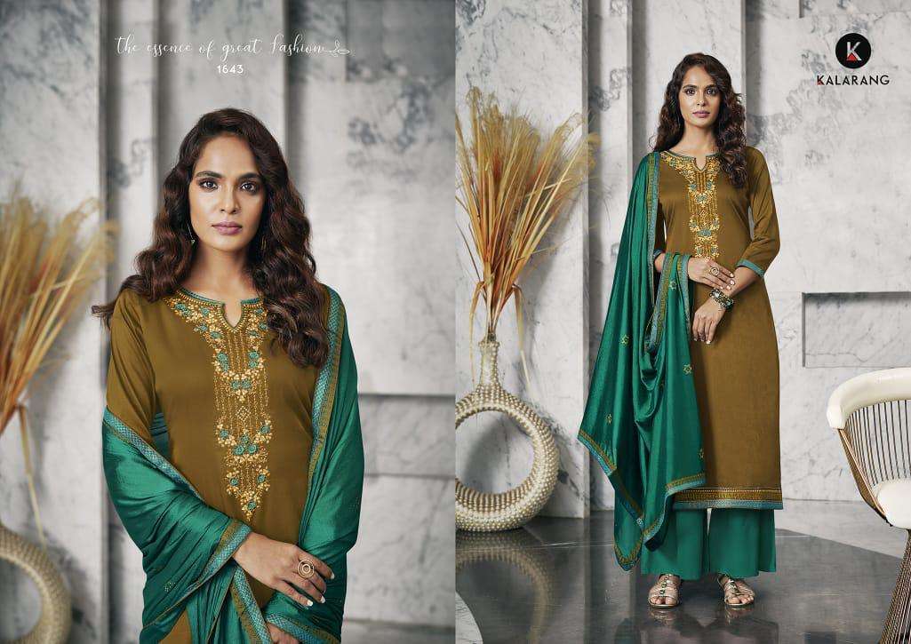 JESSICA VOL-2 BY KALARANG 1641 TO 1644 SERIES DESIGNER SUITS COLLECTION BEAUTIFUL STYLISH FANCY COLORFUL PARTY WEAR & OCCASIONAL WEAR JAM SILK COTTON WITH EMBROIDERY DRESSES AT WHOLESALE PRICE