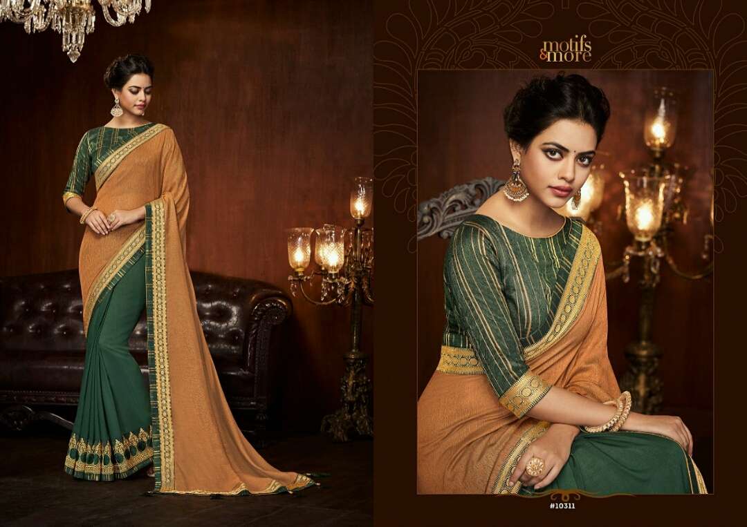M AND M SALE COLLECTION BY MOTIFS AND MORS INDIAN TRADITIONAL WEAR COLLECTION BEAUTIFUL STYLISH FANCY COLORFUL PARTY WEAR & OCCASIONAL WEAR FANCY SAREES AT WHOLESALE PRICE