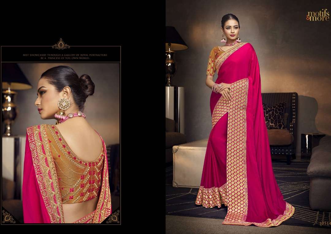 M AND M SALE COLLECTION BY MOTIFS AND MORS INDIAN TRADITIONAL WEAR COLLECTION BEAUTIFUL STYLISH FANCY COLORFUL PARTY WEAR & OCCASIONAL WEAR FANCY SAREES AT WHOLESALE PRICE