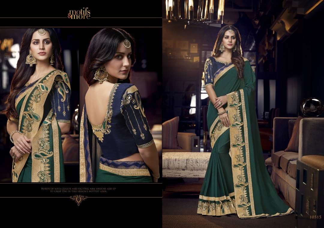 M AND M SALE COLLECTION BY MOTIFS AND MORS INDIAN TRADITIONAL WEAR COLLECTION BEAUTIFUL STYLISH FANCY COLORFUL PARTY WEAR & OCCASIONAL WEAR FANCY SAREES AT WHOLESALE PRICE