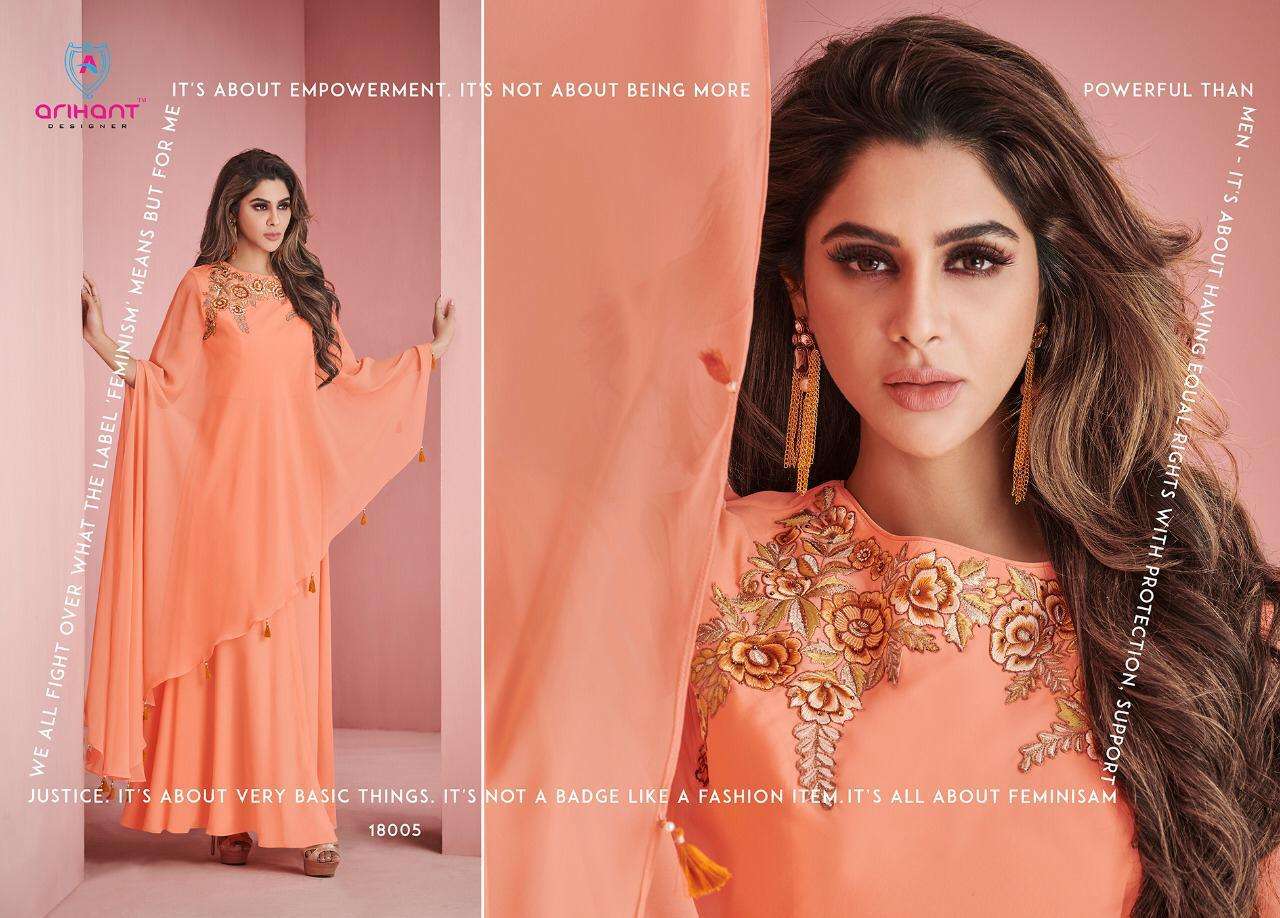 SUI DHAAGA HIT DESIGNS BY ARIHANT DESIGNER DESIGNER BEAUTIFUL STYLISH FANCY COLORFUL PARTY WEAR & ETHNIC WEAR & READY TO WEAR FAUX GEORGETTE EMBROIDERED GOWNS AT WHOLESALE PRICE