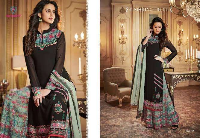 RANGREZ HIT DESIGNS BY ARIHANT DESIGNER SHARARA SUITS BEAUTIFUL STYLISH FANCY COLORFUL PARTY WEAR & OCCASIONAL WEAR APPLE GEORGETTE DRESSES AT WHOLESALE PRICE